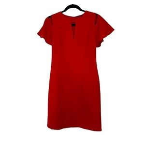 T Tahari Red Flutter Sleeve Dress with Cutouts - Size 2